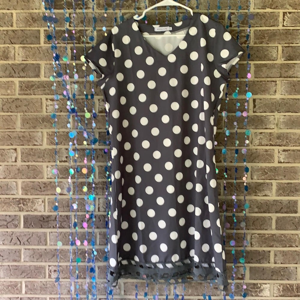 MissLook Gray polka dot A-line dress size XL